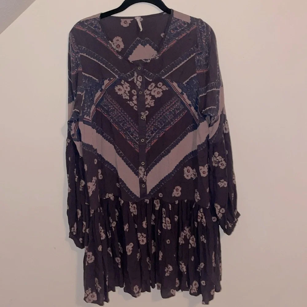 Free People From Your Heart Printed Dress in Midnight Combo Boho Flowy